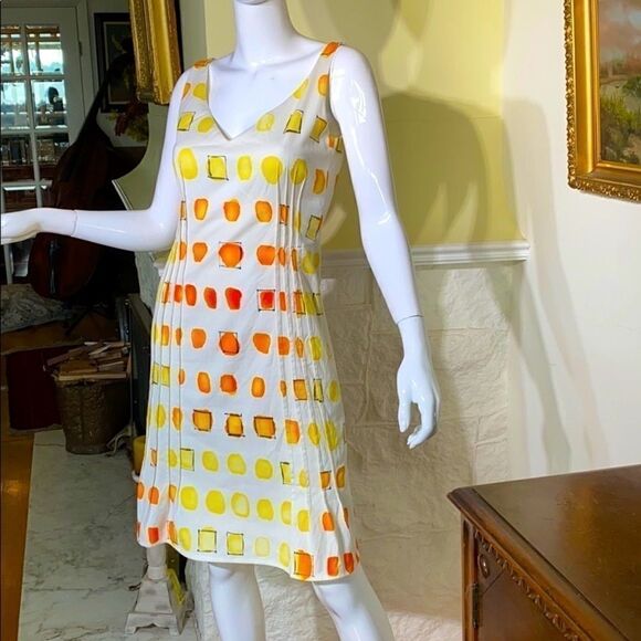 Akris Punto Sleeveless Cotton Print Dress - Picture 4 of 10